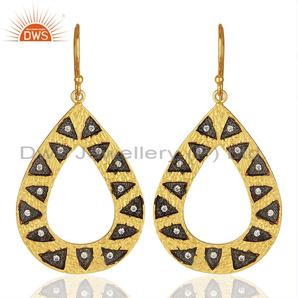 Wholesale Gold Plated Brass Fashion Cz Gemstone Earring Jewelry