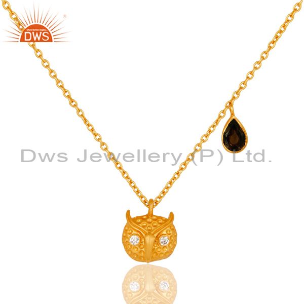 Customized owl design gold plated brass fashion chain pendant supplier