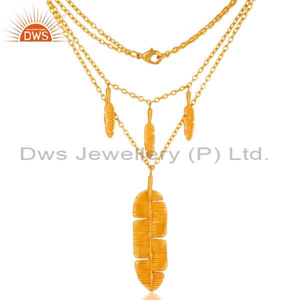 Handmade leaf design gold plated fashion pendant necklace jewelry