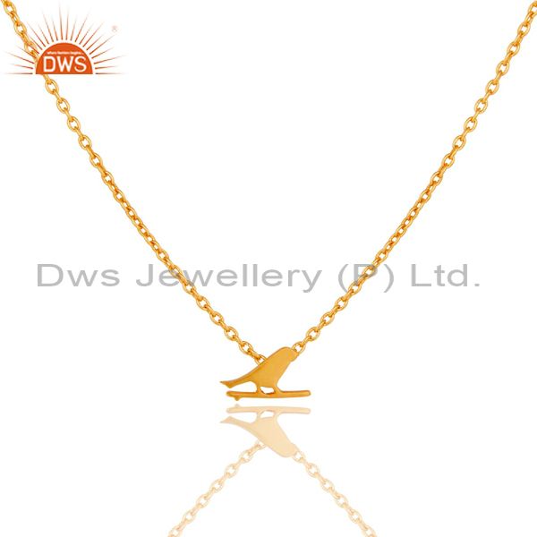 22k yellow gold plated handmade bird design brass chain pendant necklace