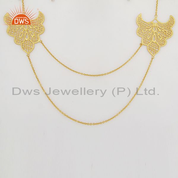 Traditional handmade art design 18k gold plated chain necklace jewellery