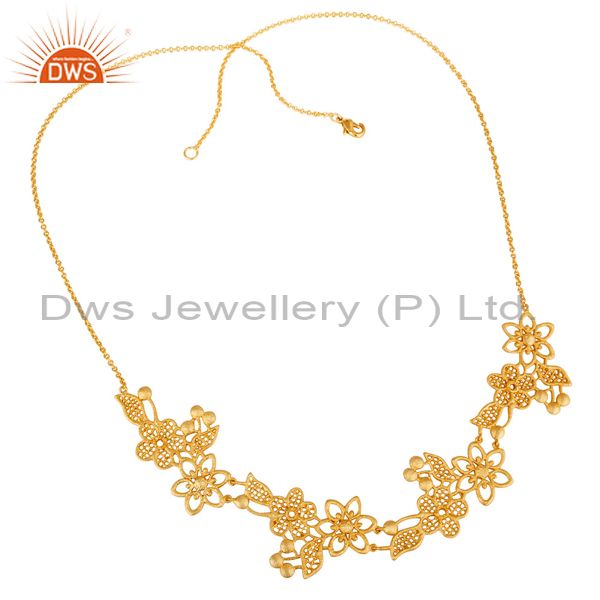 Traditional handmade modern design 18k gold plated brass chain necklace