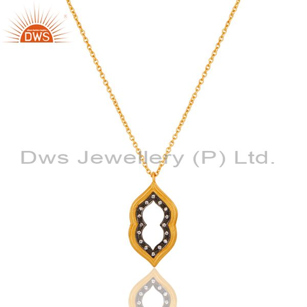Beautiful fashion vintage brass chain pendant with 18k gold plated & white zircon