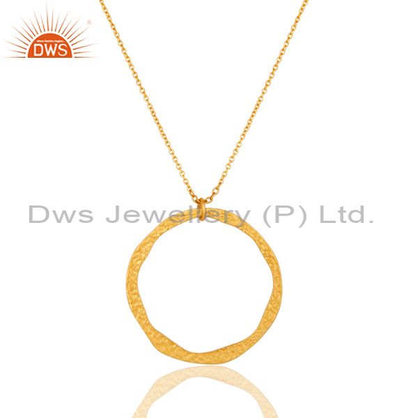 Traditional handmade 18k gold plated simple fashion round brass chain pendant