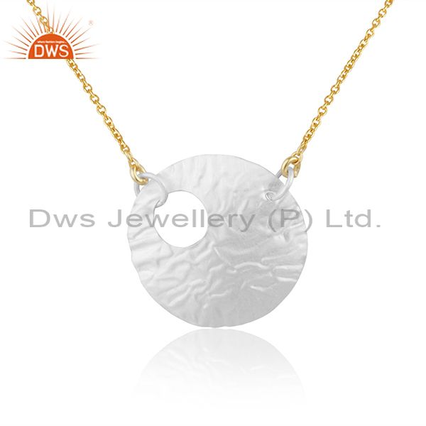 14k gold plated & silver plated handmade round disc style brass chain pendant