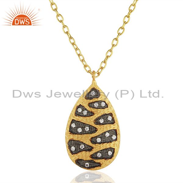 Handmade gold plated brass white zircon fashion chain pendant supplier