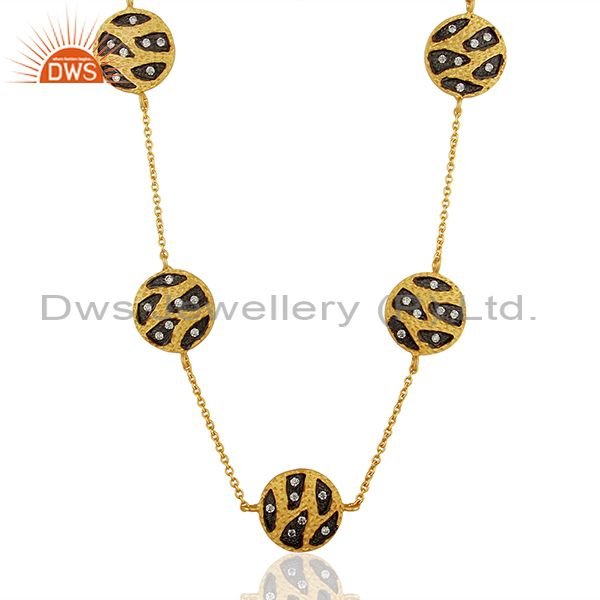 Handmade brass gold plated fashion cubic zircon necklace manufacturer