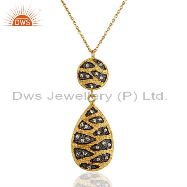 Traditional gold plated brass fashion cz gemstone pendant wholesale