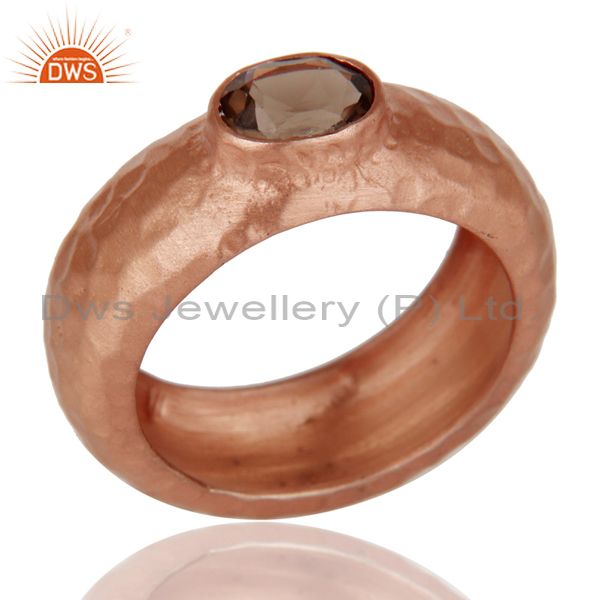 Designer Ring With 18K Rose Gold Plated And Smokey Topaz