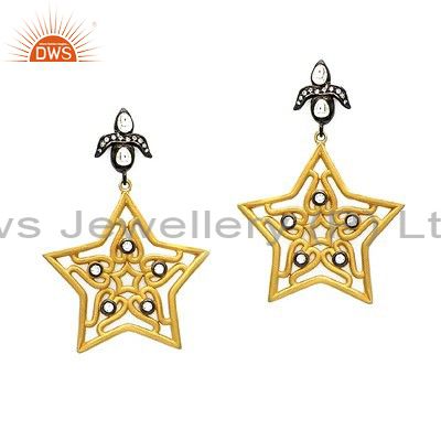 Handmade Sterling Silver Cubic Zirconia Designer Earrings With 18K Gold Plated