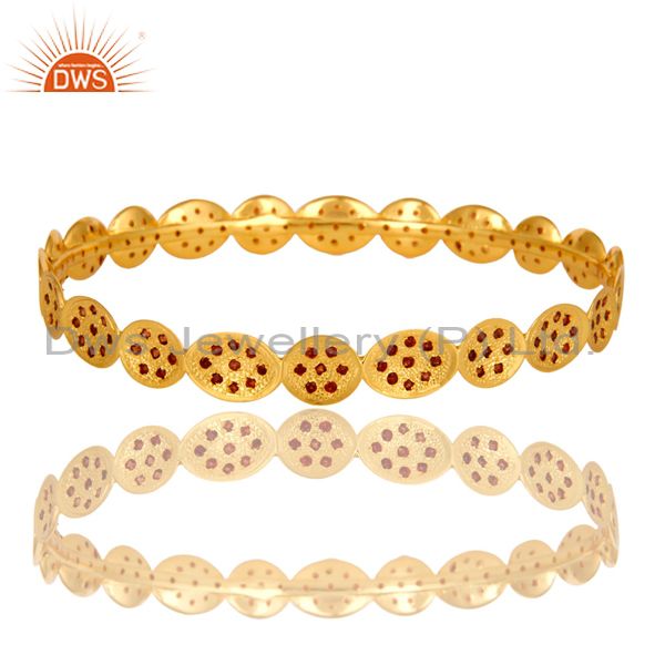 22k yellow gold plated garnet gemstone designer gemstone bangles
