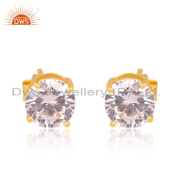 Cubic Zirconia 18K Gold Plated Sterling Silver Earring