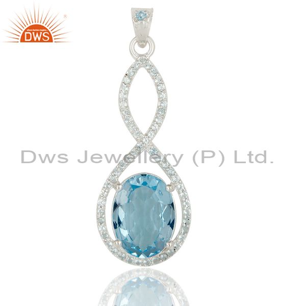 925 sterling silver sky blue topaz infinity designer pendant necklace