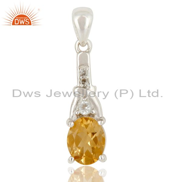 Citrine and white topaz 925 sterling silver pendant birthstone jewelry