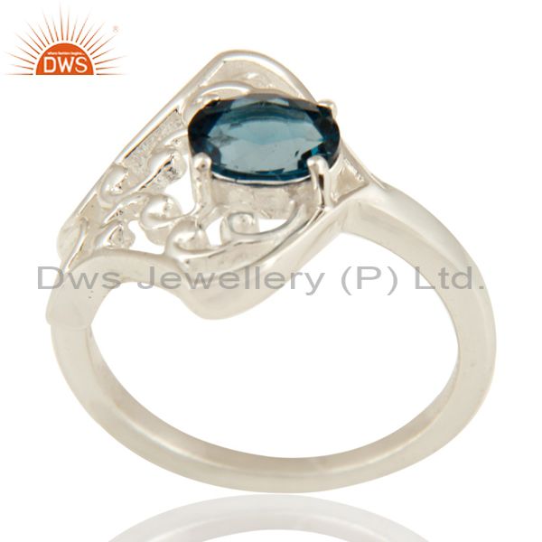 925 Sterling Silver Natural London Blue Topaz Oval Cut Solitaire Ring
