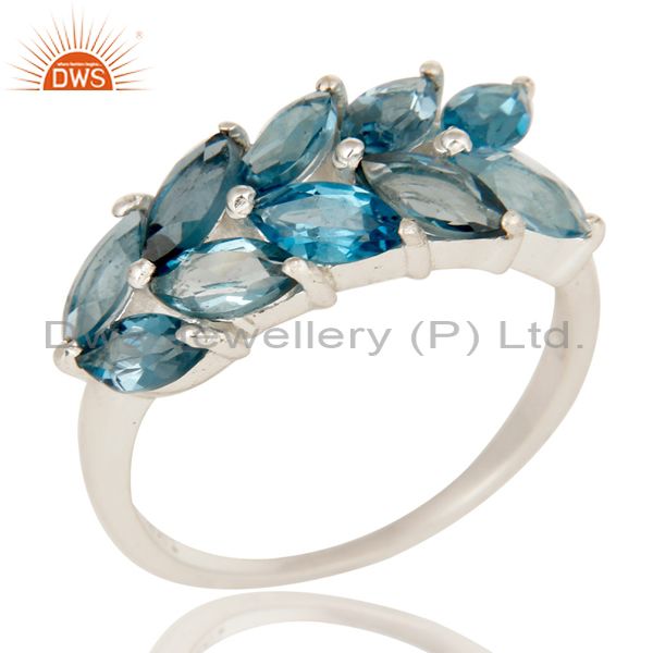 925 Sterling Silver London Blue Topaz Gemstone Engagement Ring Eternity Jewelry