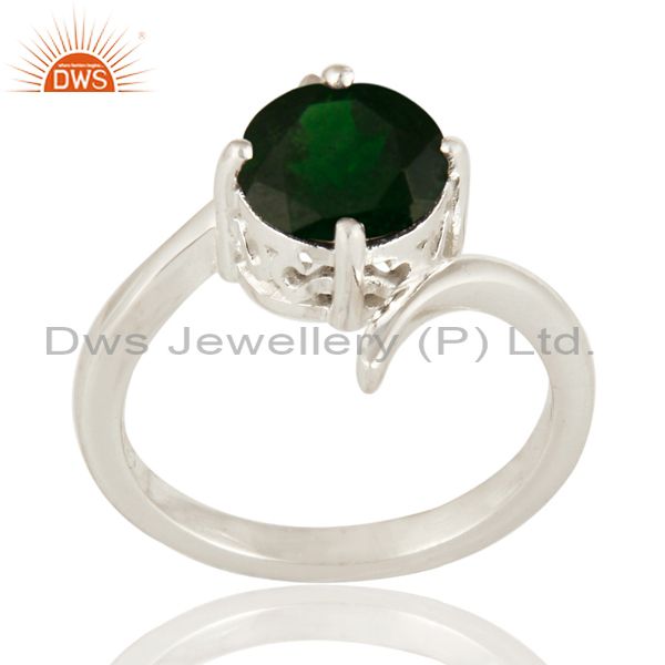 Natural Chrome Diopside Round Cut Genuine Sterling Silver Ring