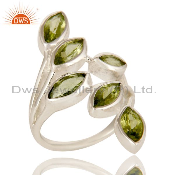 Natural Peridot Gemstone Statement Ring Made In Sterling Silver