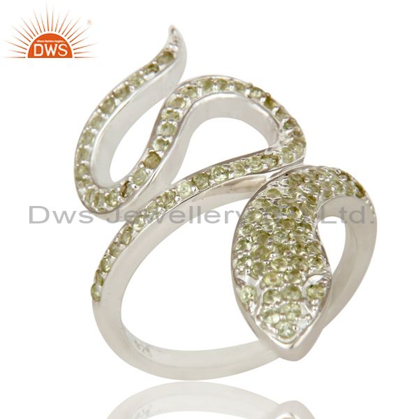 925 Sterling Silver Peridot Gemstone Handmade Snake Design Knuckle Ring