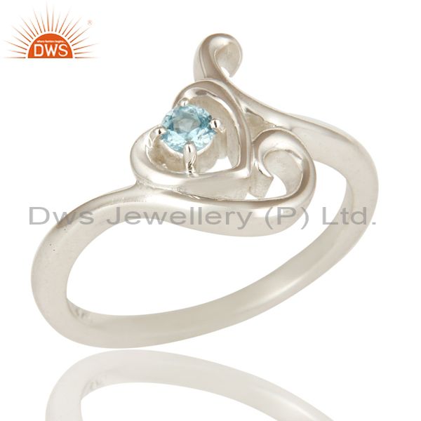 925 Solid Sterling Silver Natural Blue Topaz Gemstone Designer Ring