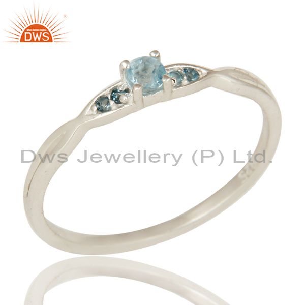 925 Sterling Silver Natural Blue TOpaz Gemstone Cluster Ring Jewelry