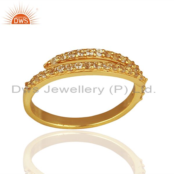 Handmade Gold Plated 925 Silver White Topaz Midi Rings Suppliers