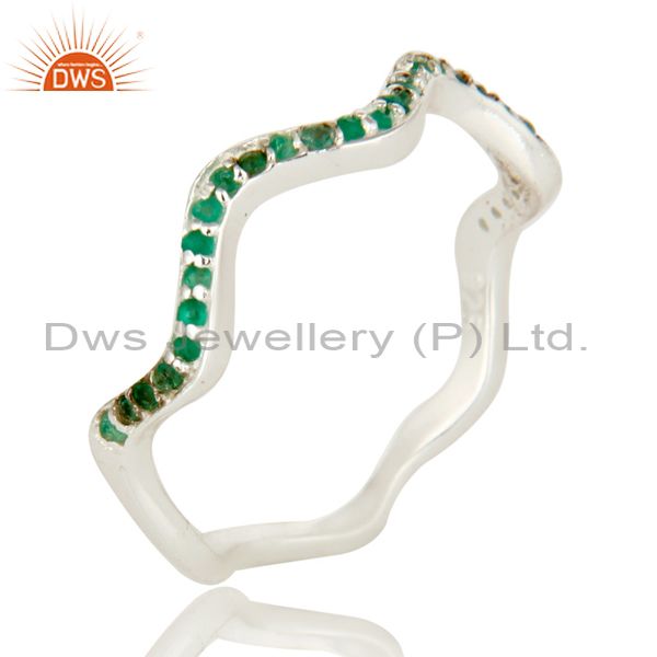 925 Sterling Silver Emerald Gemstone Cluster Engagement Ring