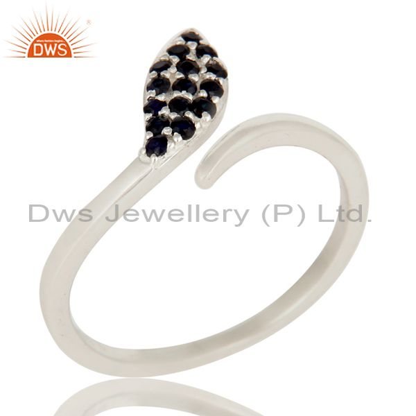 925 Sterling Silver Blue Sapphire Gemstone Snake Design Adjustable Ring