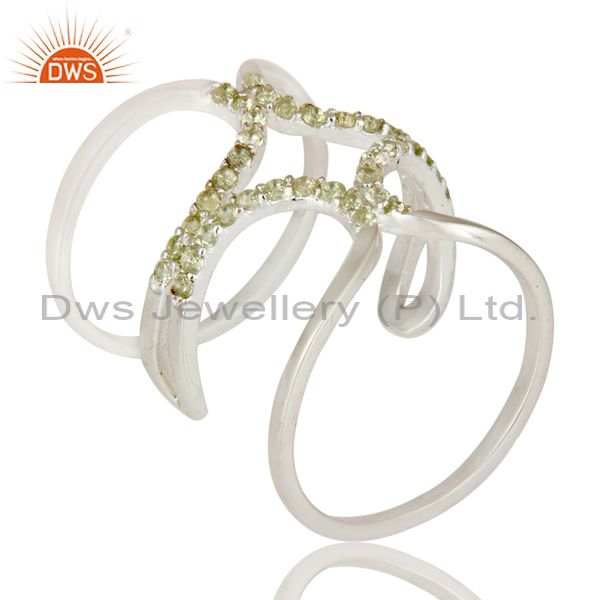 925 Sterling Silver and Peridot Gemstone Designer Knuckle Ring
