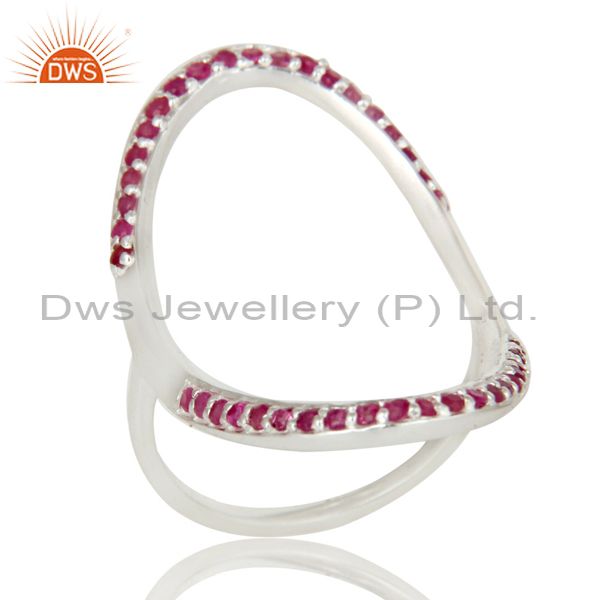 925 Sterling Silver Pave Set Natural Ruby Gemstone Modern Infinity Ring