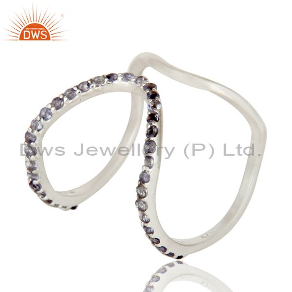 925 Sterling Silver Iolite Gemstone Designer Knuckle Ring