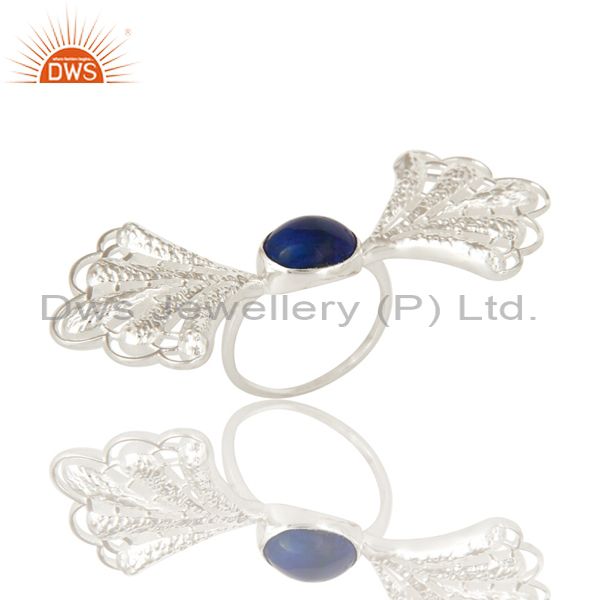 925 Sterling Silver Natural Lapis Lazuli Gemstone Designer Ring