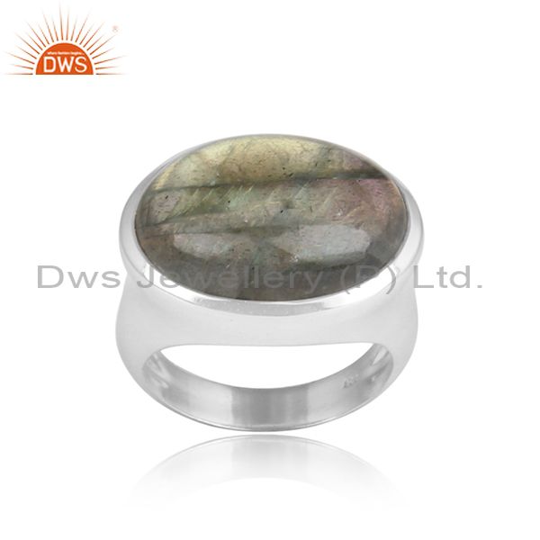 Oval Shape Labradorite Gemstone 925 Sterling Silver Ring
