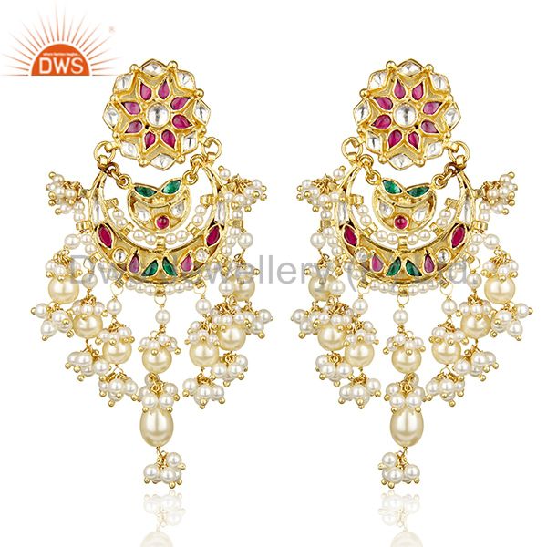 Festivity Stunner Gold Plated Bridal Indian Polkii Wholesale Silver Jewelry