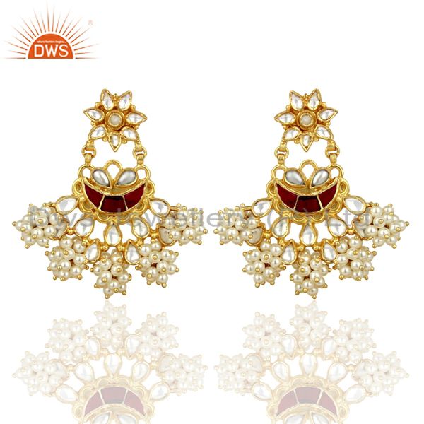 Handcreafted Pearl Traditional Chandbali Silver Earring