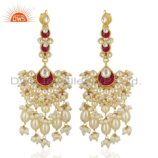 kundan Bridal 925 Sterling Silver Gold Plated Wedding Jewelry Collection