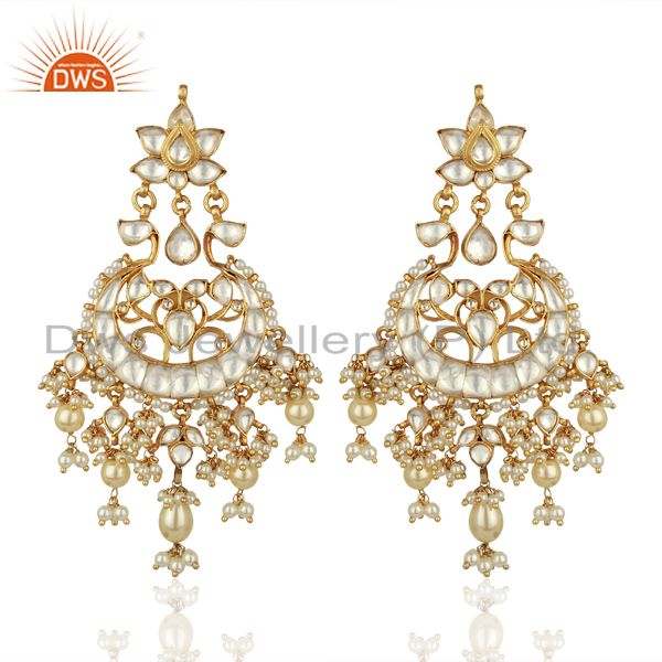 Designer Kundan Polki Sterling Silver Gold Plated Indian Bollywood Collection
