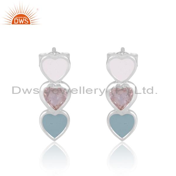 Love & Grace: Three Hearts Earrings with Rose Quartz