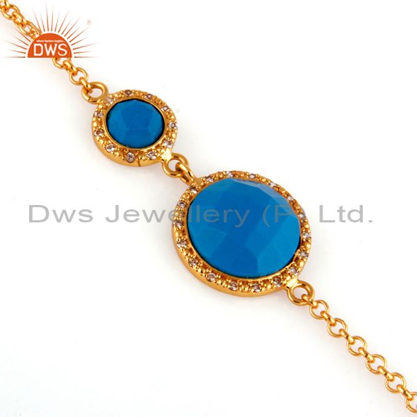 18k yellow gold plated sterling silver turquoise gemstone bracelets