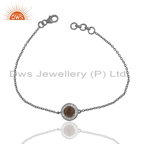 Handmade black rhodium plated multi gemstone bracelet wholesale
