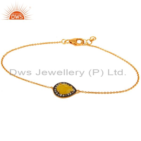 18ct gold plated sterling silver yellow moonstone designer bracelet for women