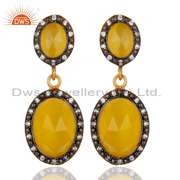 Classic Design Yellow Moonstone Gold Plated Sterling Silver Fashionable Earring