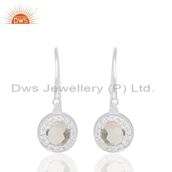 White Topaz and Crystal Quarta 925 Silver Drop Earrings Wholesale
