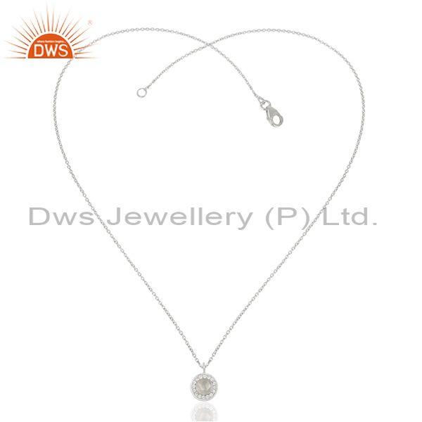 Genuine crystal quartz and white topaz 92.5 sterling silver pendant