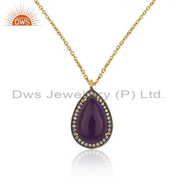 92.5 sterling silver gold plated gemstone pendant manufacturer india