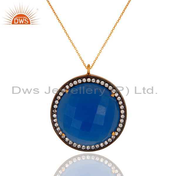 925 sterling silver blue aqua chalcedony gemstone fashion pendant with 16" chain