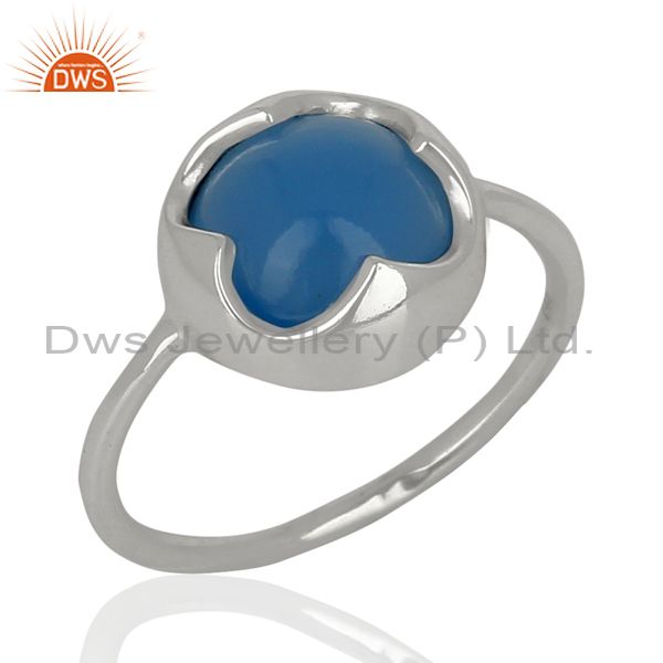Blue Chalcedony Stackable 925 Sterling Silver Ring Gemstone Jewelry