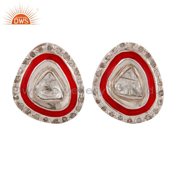 Delightful 18K Gold & Sterling Silver Rose Cut Diamond Victorian Style Earrings