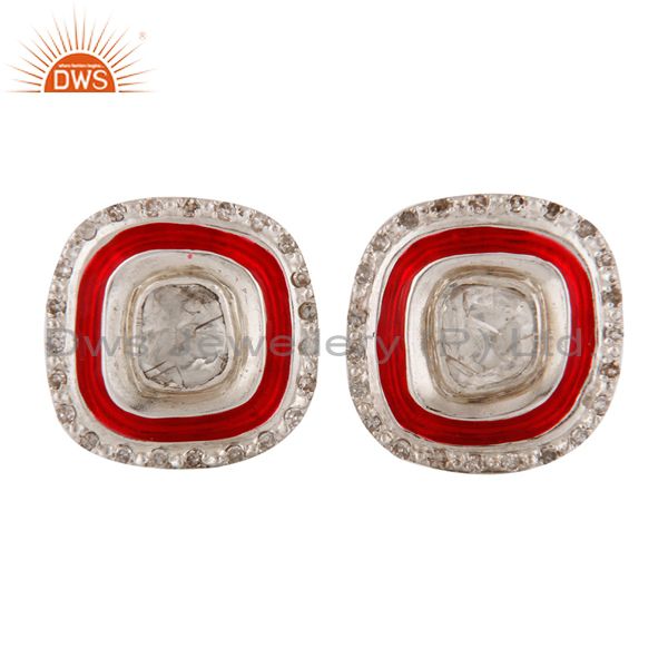 Rose Cut Diamond Earrings - 18k Gold Diamond Earring Wedding Jewelry