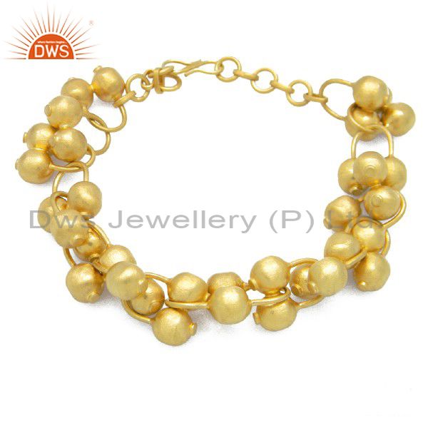18k yellow gold plated sterling silver ball chain designer bracelet jewelry